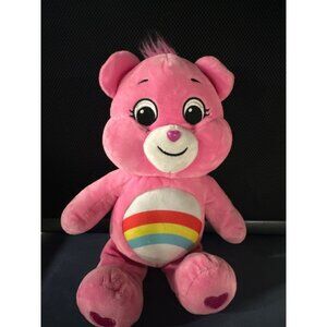 Vintage Pink Care Bears Plush Toy With Rainbow Belly - 13" Tall - Adorable & Cud